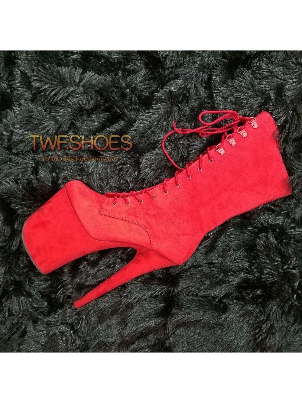 Flamingo 1050FS Red 8" High Heel Ankle Calf Boots